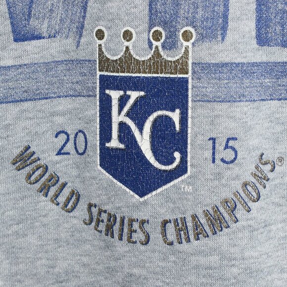 KC Royals Hoodie Mens Large Gray 2015 World Series Champions Nike Pullover - Picture 6 of 8